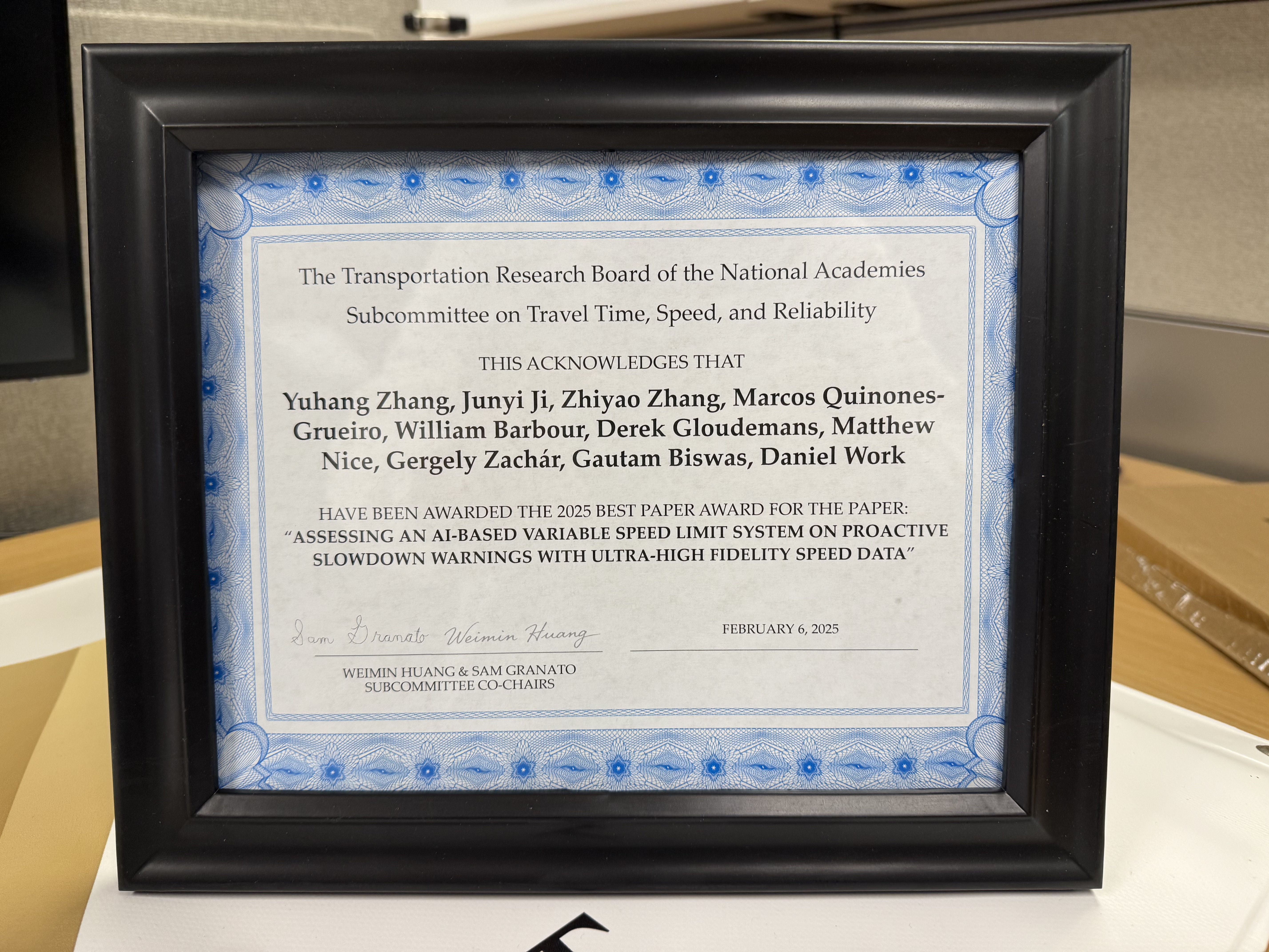 TRBAM Best Paper Award